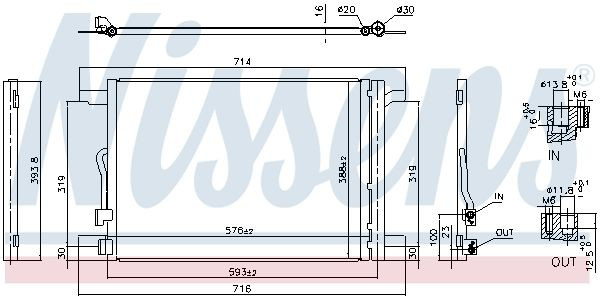 Radiador de aparelho de ar condicionado 940870 Nissens
