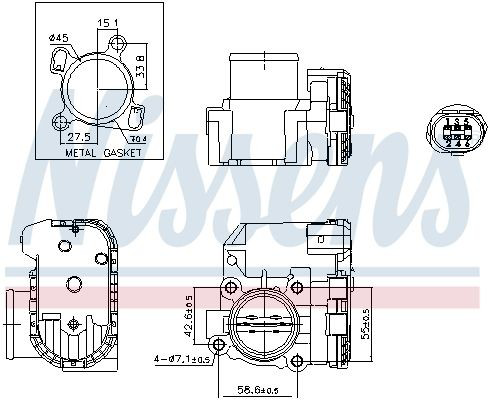 Válvula de borboleta montada Nissens 955191 preço, a partir de 181,87 USD