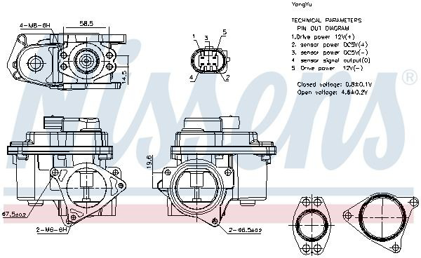 Válvula EGR de recirculação dos gases Nissens 98192 preço, a partir de 101,24 USD