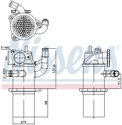 989423 Nissens Radiador do sistema EGR de recirculação dos gases de escape