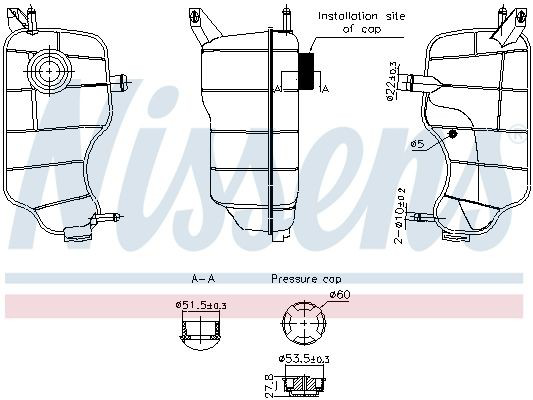 996338 Nissens Tanque de expansão do sistema de esfriamento