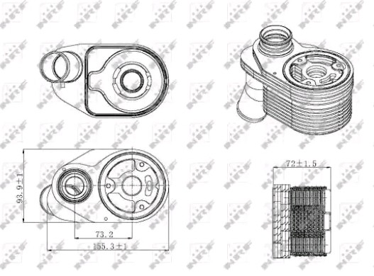 31325 NRF Radiador de óleo (frigorífico), debaixo de filtro