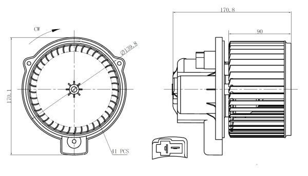 Motor de ventilador de forno (de aquecedor de salão) para Smart FORTWO  450