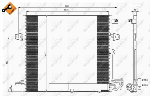 Radiador de aparelho de ar condicionado para Mercedes ML/GLE  W164