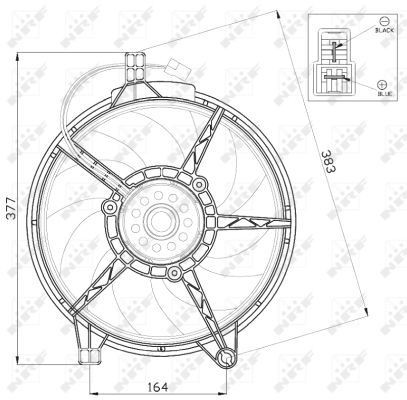 Ventilador elétrico de intercooler montado (motor + roda de aletas) 47445 NRF