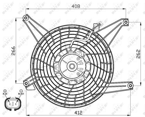 Compre 47468 NRF Difusor do radiador de aparelho de ar condicionado, montado com roda de aletas e o motor
