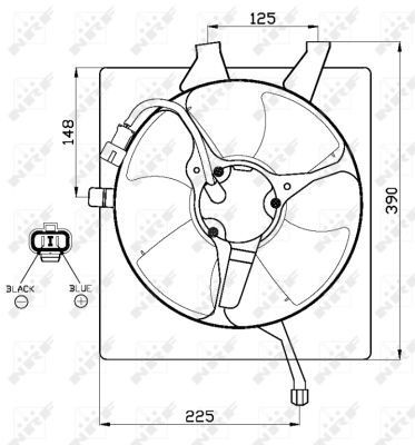 Difusor do radiador de aparelho de ar condicionado, montado com roda de aletas e o motor 47517 NRF