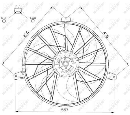 Ventilador elétrico de esfriamento montado (motor + roda de aletas) 47524 NRF