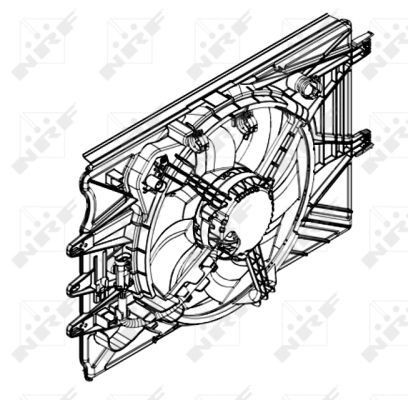 Difusor do radiador de esfriamento, montado com motor e roda de aletas 47594 NRF