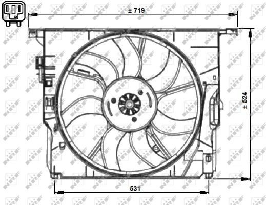 Compre 47727 NRF Difusor do radiador de esfriamento, montado com motor e roda de aletas