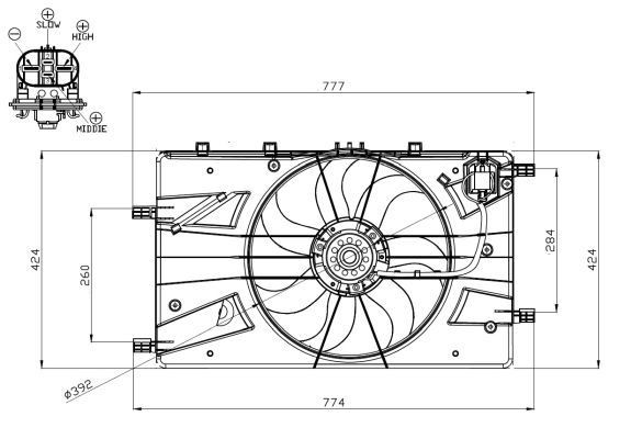 Ventilador elétrico de esfriamento montado (motor + roda de aletas) Chevrolet Cruze  J300