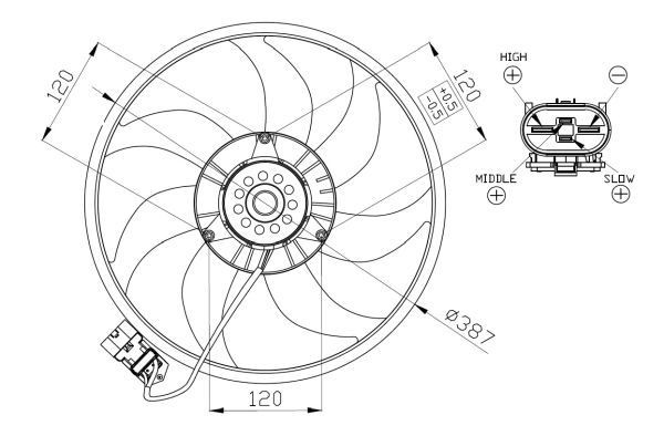 Compre 13208239 General Motors Ventilador elétrico de esfriamento montado (motor + roda de aletas)