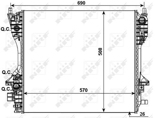 Radiador de esfriamento de motor 53012 NRF