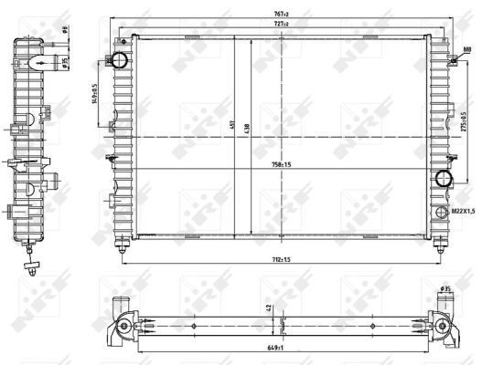 Radiador de esfriamento de motor 53197 NRF
