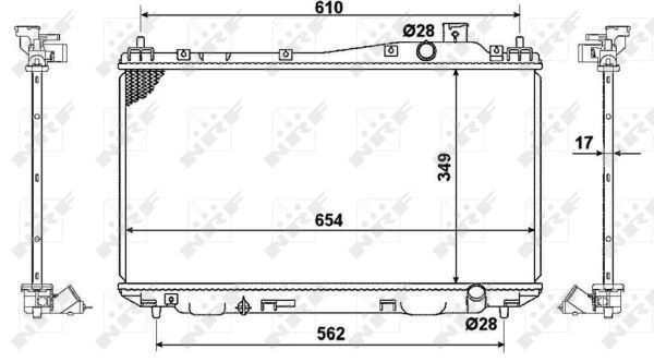 Radiador de esfriamento de motor para Honda Civic VIII FD, FA