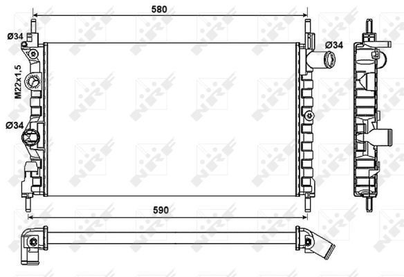 Radiador de esfriamento de motor para Opel Kadett E 35, 36, 45, 46