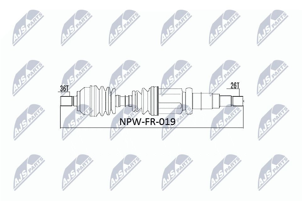 Semieixo (acionador) dianteiro direito NTY NPWFR019 preço, a partir de 62,90 USD