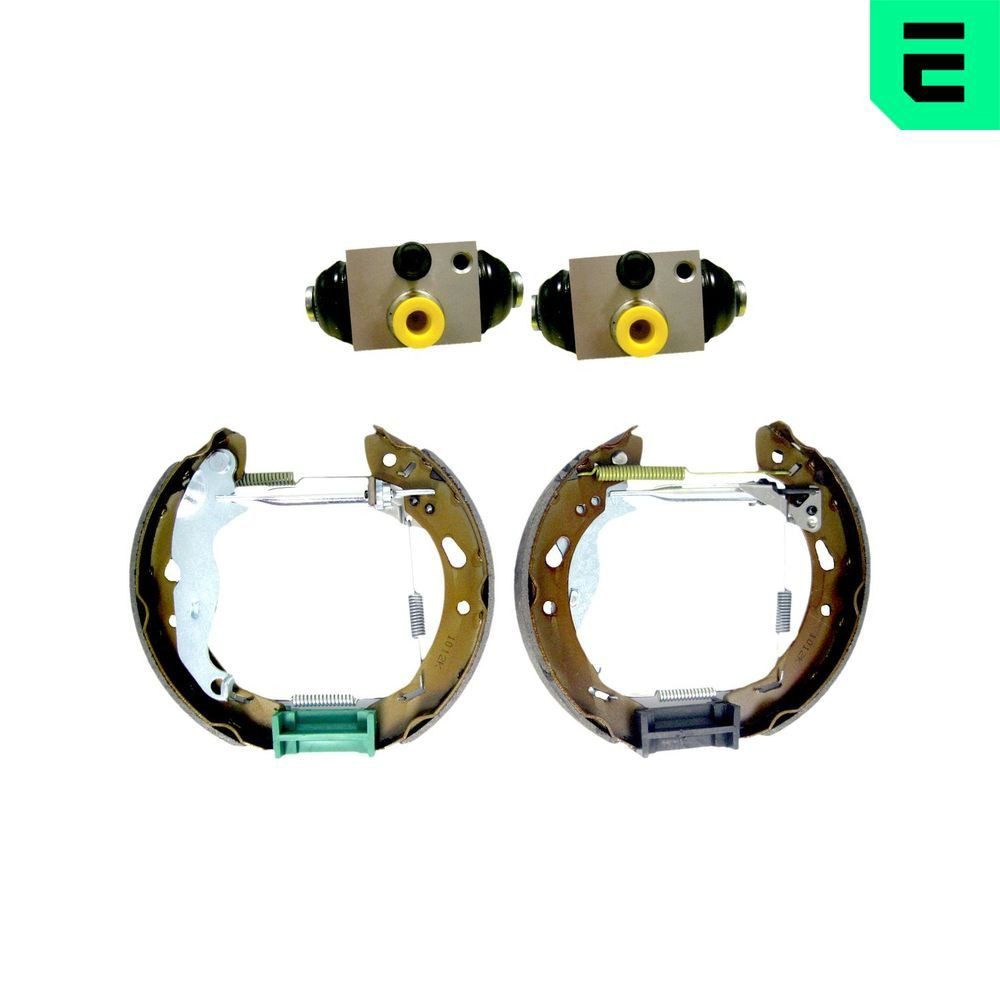 Sapatas do freio traseiras de tambor, montadas com cilindros, kit OPBSK00037 Optimal