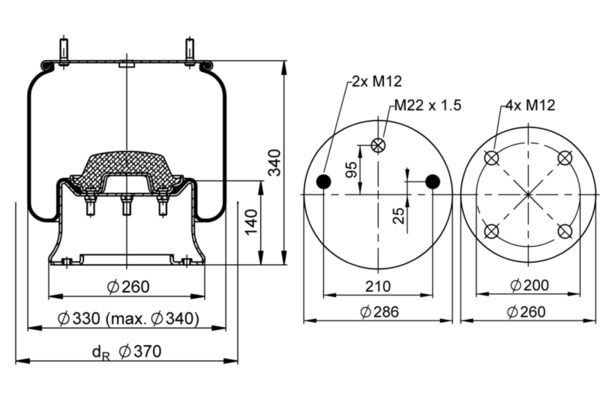 Coxim pneumático (suspensão de lâminas pneumática) do eixo Phoenix 1D28A10 preço, a partir de 109,46 USD
