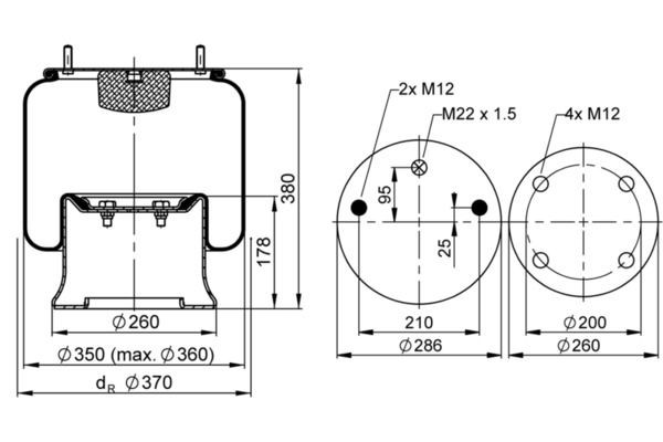 Coxim pneumático (suspensão de lâminas pneumática) do eixo Phoenix 1D28F1 preço, a partir de 114,19 USD