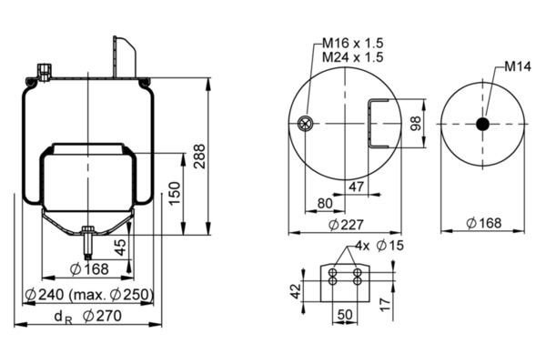 Coxim pneumático (suspensão de lâminas pneumática) do eixo Phoenix 1DF17A1 preço, a partir de 87,05 USD