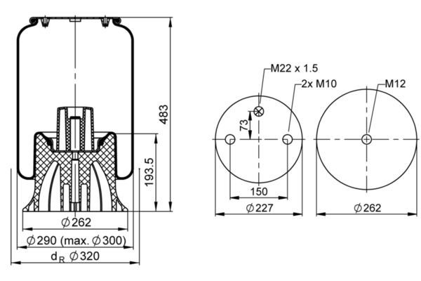Coxim pneumático (suspensão de lâminas pneumática) do eixo Phoenix 1DK20B1 preço, a partir de 115,63 USD