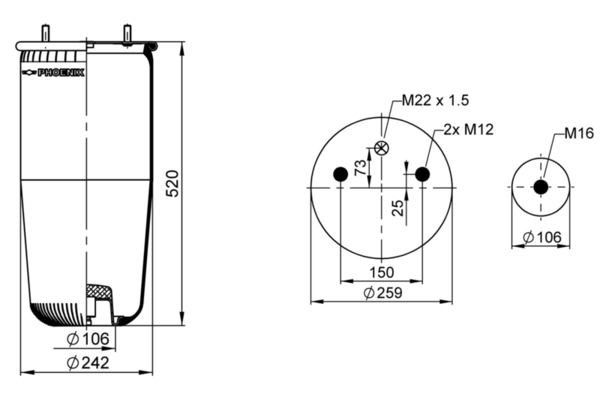 Compre 1DK21 Phoenix Coxim pneumático (suspensão de lâminas pneumática) do eixo