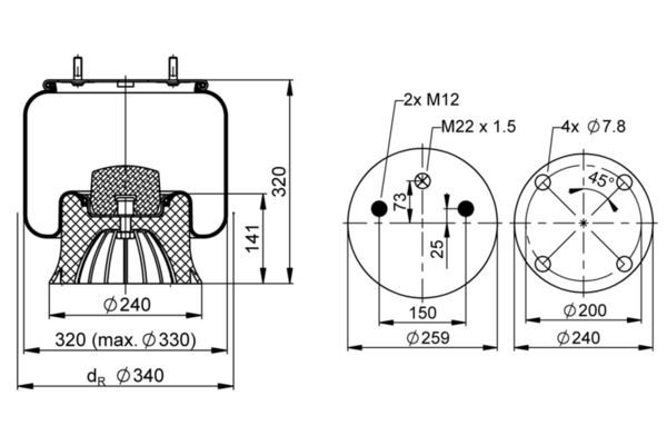 Coxim pneumático (suspensão de lâminas pneumática) do eixo Phoenix 1DK22E9 preço, a partir de 117,68 USD