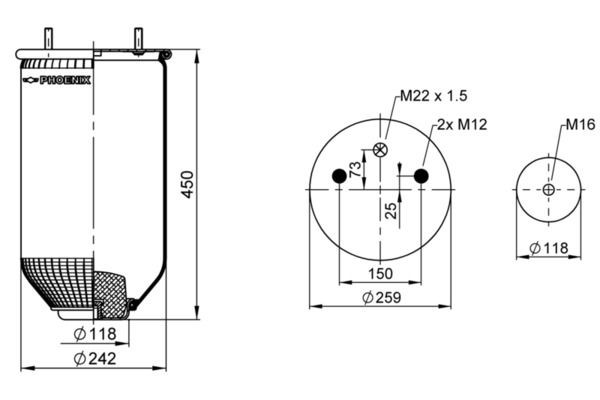 Compre 1DK22E9NP Phoenix Coxim pneumático (suspensão de lâminas pneumática) do eixo