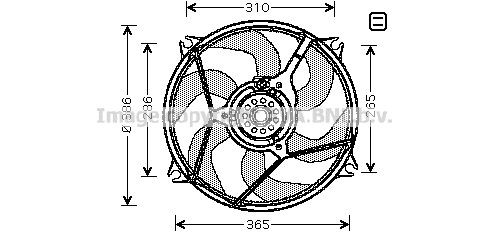 Ventilador elétrico de esfriamento montado (motor + roda de aletas) para Citroen Berlingo  M