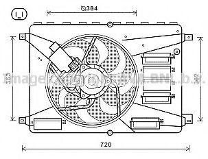 Ventilador elétrico de esfriamento montado (motor + roda de aletas) Ford Galaxy II CA1 WA6