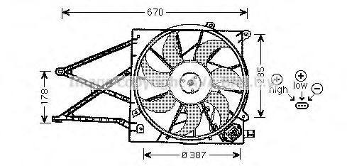 1341299 Volvo Difusor do radiador de esfriamento, montado com motor e roda de aletas
