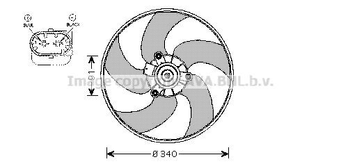 Ventilador elétrico de esfriamento montado (motor + roda de aletas) Peugeot 207  WA, WC