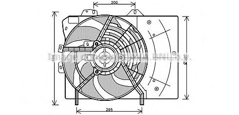 9801666680 VAG Difusor do radiador de esfriamento, montado com motor e roda de aletas