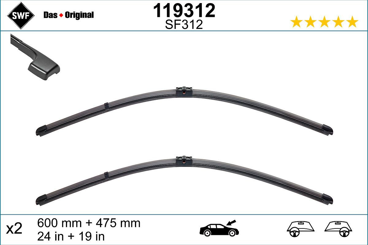 Compre 119312 SWF Limpa-pára-brisas do pára-brisas, kit de 2 un.