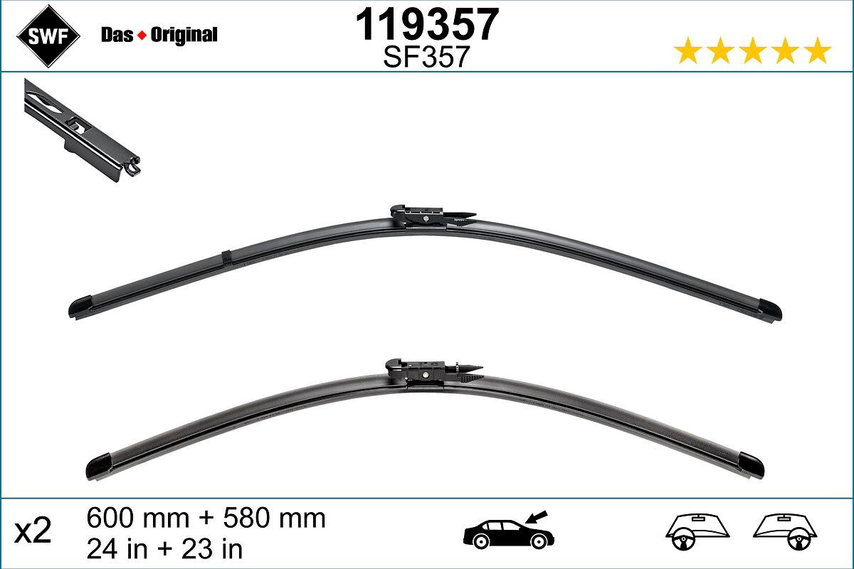 Compre 119357 SWF Limpa-pára-brisas do pára-brisas, kit de 2 un.
