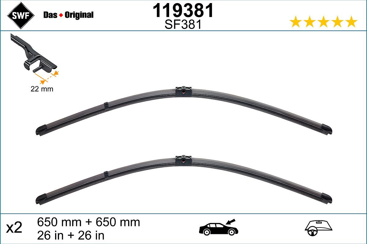 Compre 119381 SWF Limpa-pára-brisas do pára-brisas, kit de 2 un.
