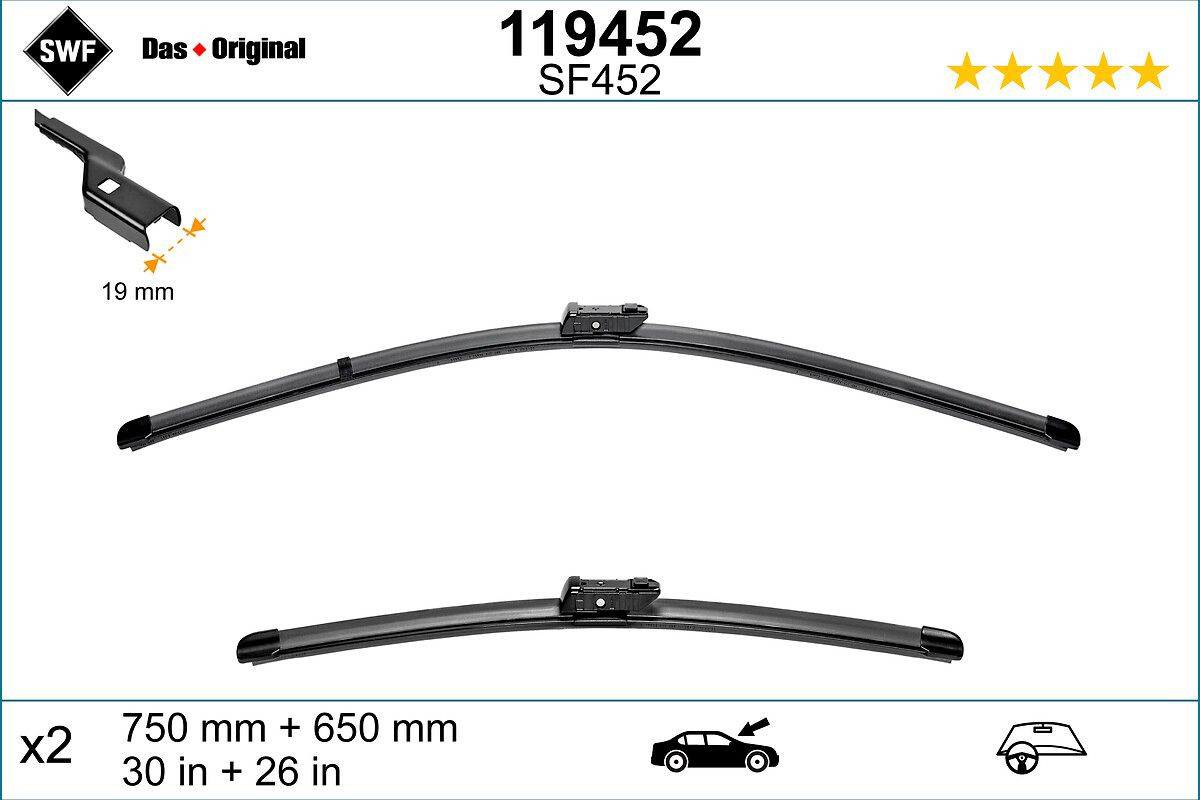  Limpa-pára-brisas do pára-brisas, kit de 2 un. Citroen C4 RUSSIA sedan (B73) (2013 - 2026) RUSSIA