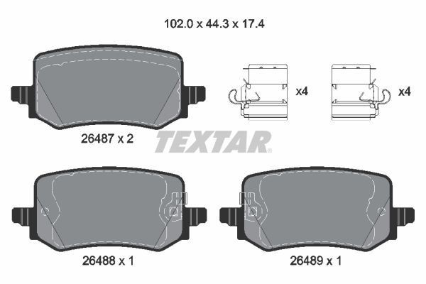 2648701 Textar Sapatas do freio traseiras de disco