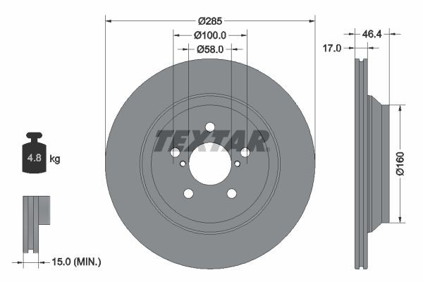 92309303 Textar Disco do freio traseiro