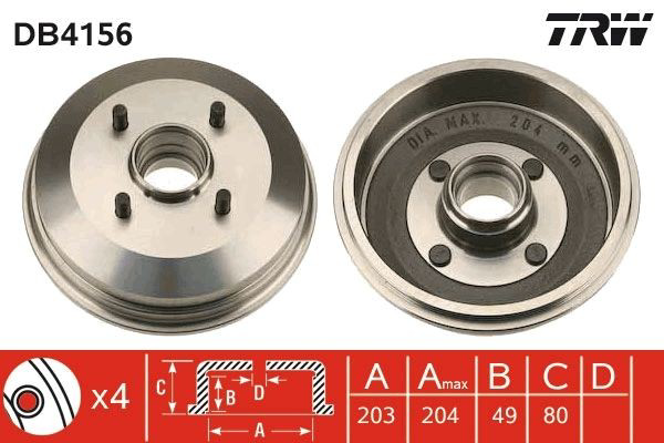 Tambor do freio traseiro TRW DB4156 preço, a partir de 63,07 USD