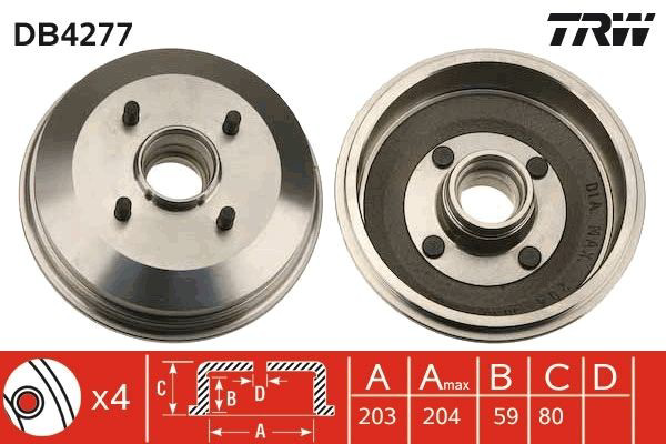 Compre DB4277 TRW Tambor do freio traseiro