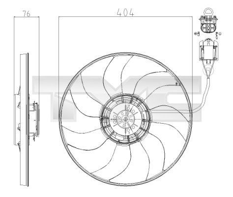 8250020 TYC Ventilador elétrico de esfriamento montado (motor + roda de aletas)