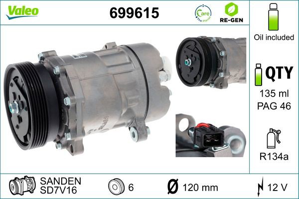 Compressor de aparelho de ar condicionado Volkswagen Golf III 1H5