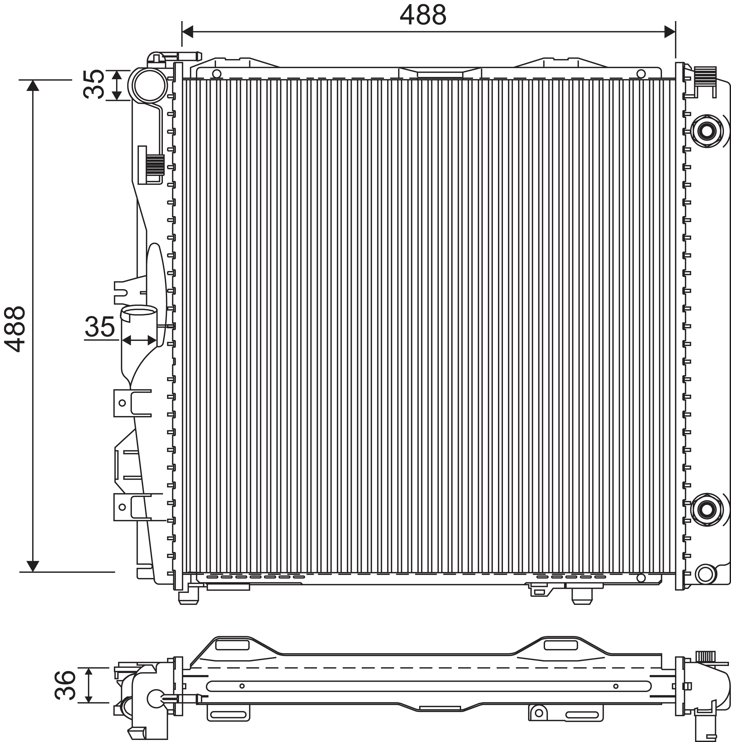 Radiador de esfriamento de motor para Mercedes S  W126