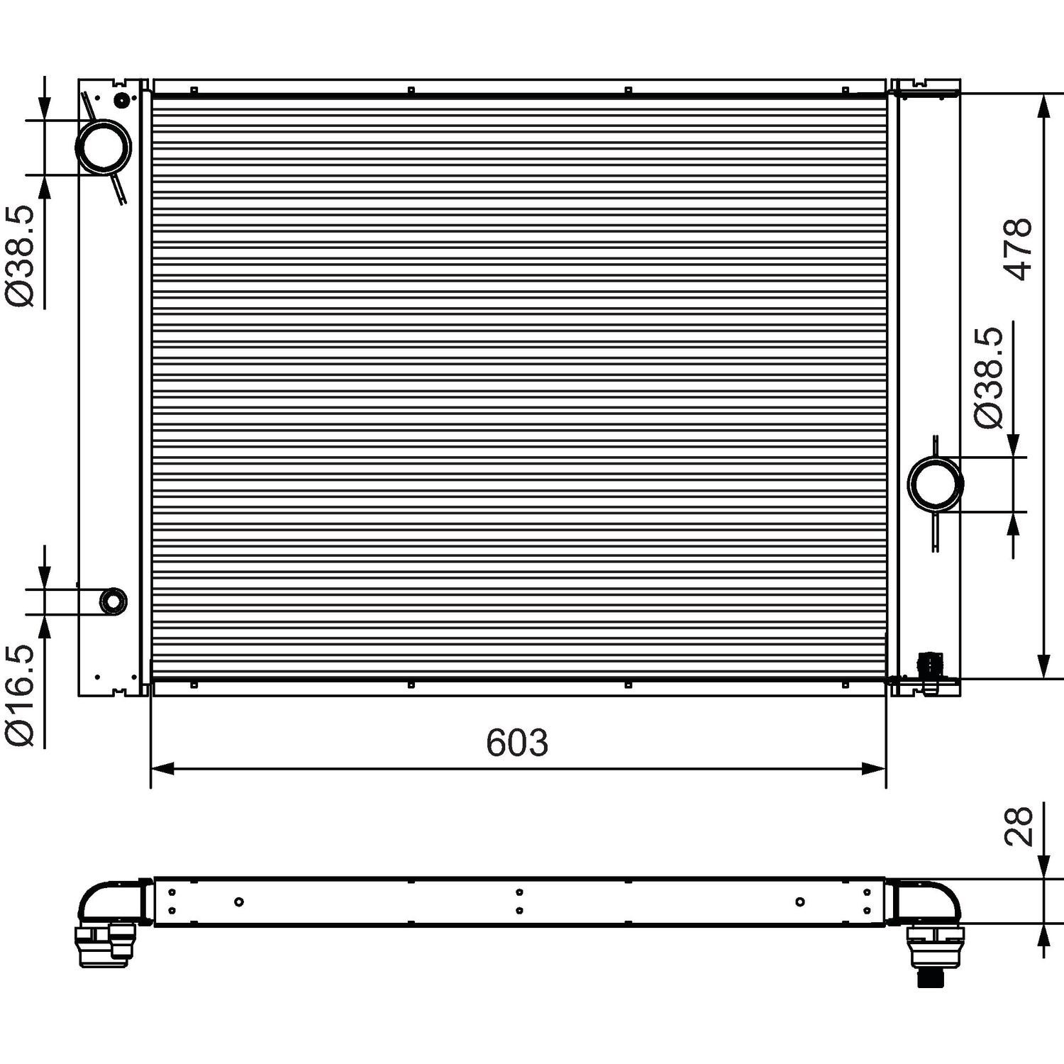 Radiador de esfriamento de motor B7216 HELLA