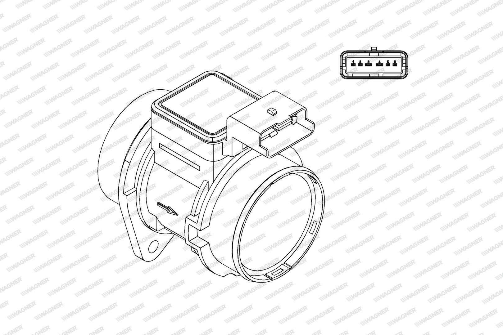 Sensor de fluxo (consumo) de ar, medidor de consumo M.A.F. - (Mass Airflow) Peugeot 206 + 2L, 2M