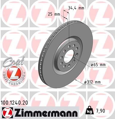 Disco do freio dianteiro Zimmermann 100124020 preço, a partir de 61,62 USD