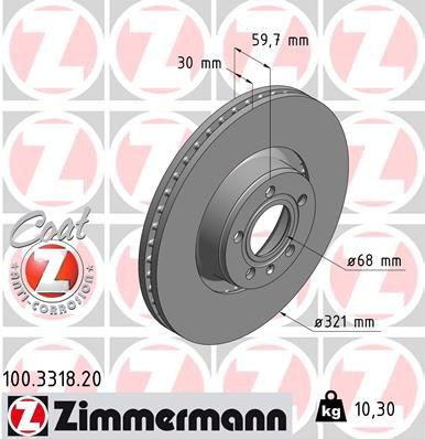 Disco do freio dianteiro Zimmermann 100331820 preço, a partir de 71,08 USD