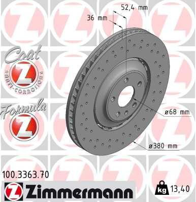 Disco do freio dianteiro Zimmermann 100336370 preço, a partir de 566,43 USD
